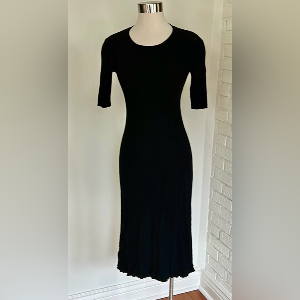 White+ Warren black  ribbed midi dress - Picture 2 of 6